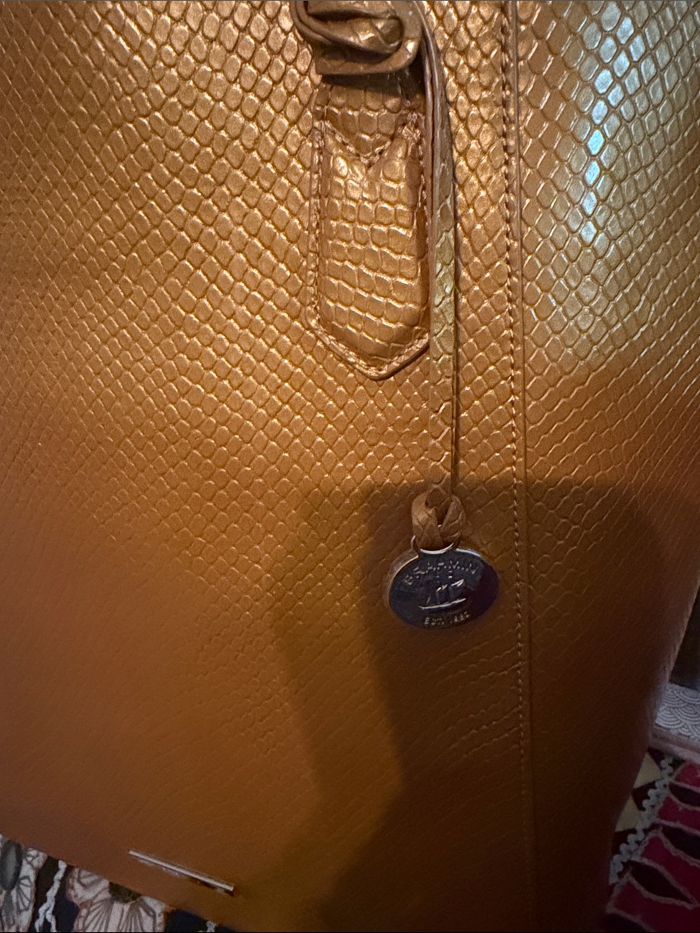 Brahmin Mustard Yellow /Orange Textured Tote with Hang Tag - Picture 2 of 12